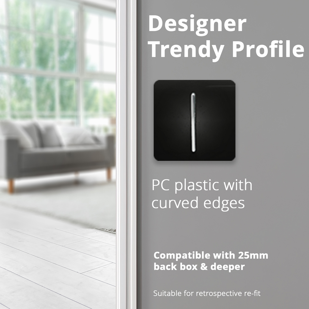 Trendi Switch 1 Gang 1 or 2 Way Piano Black Rocker Light Switch 2 Pack Image 5