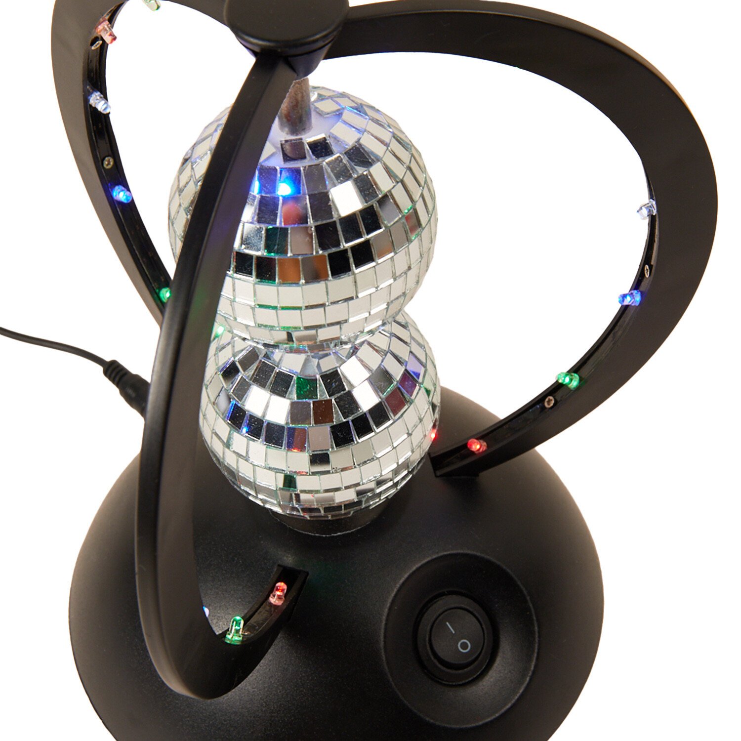 LED Disco Mirror Ball Light - Black and Chrome Image 4