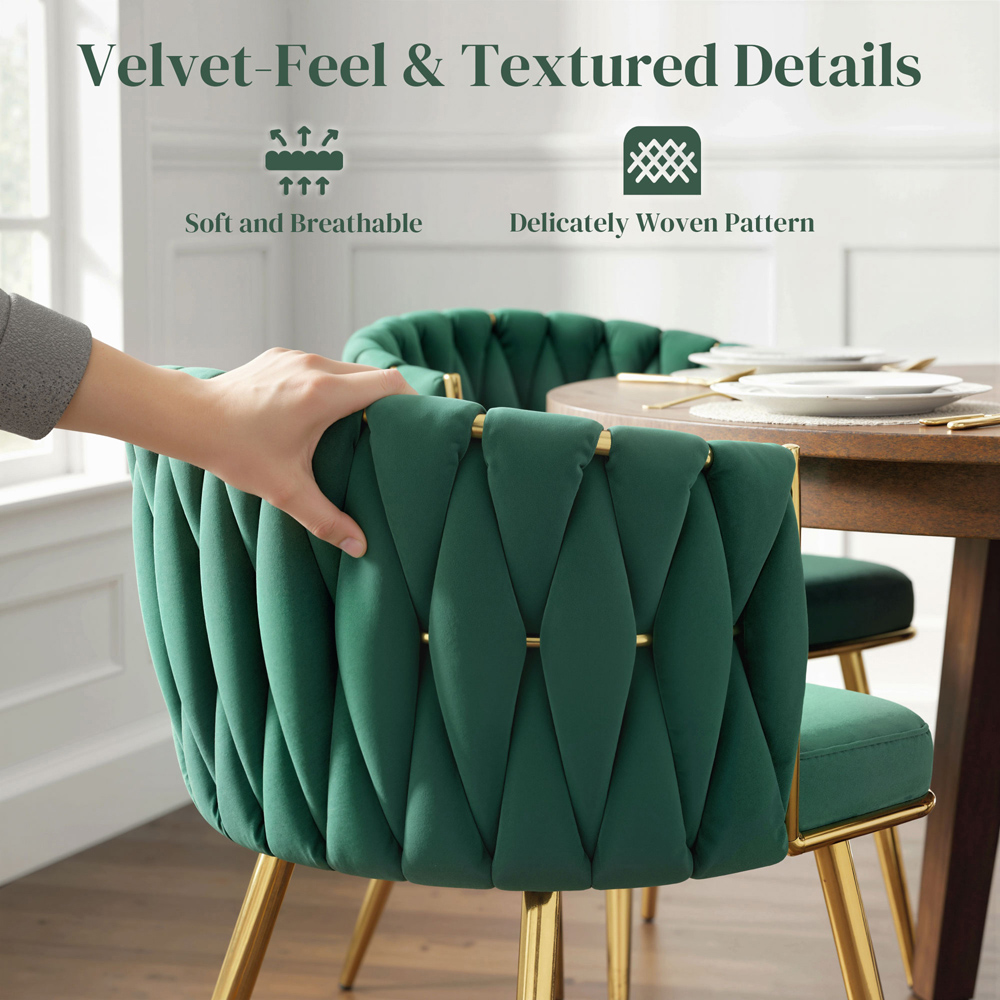 Portland Set of 2 Dark Green Upholstered Dining Chair Image 7