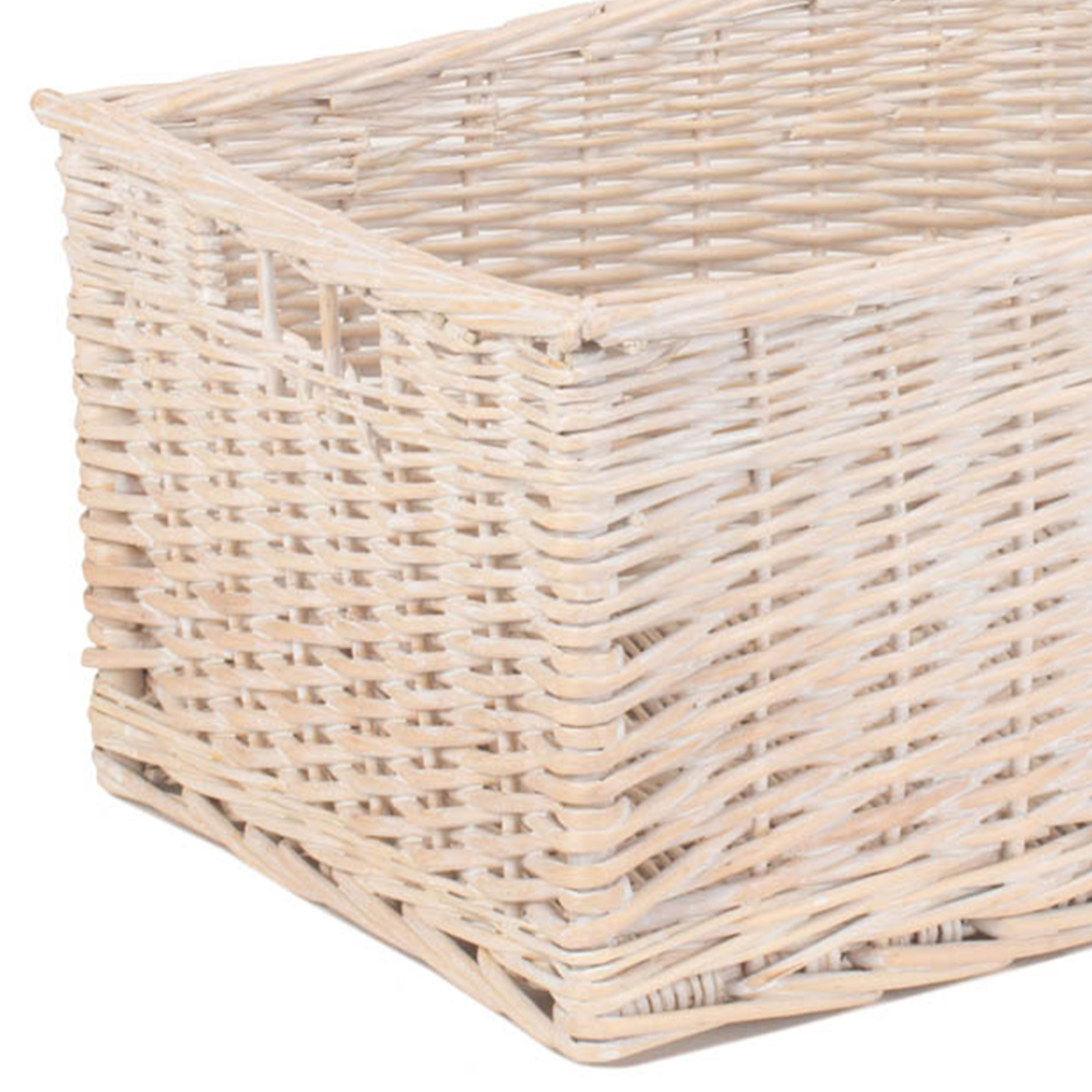 Red Hamper Large White Wash Open Wicker Storage Basket Image 2