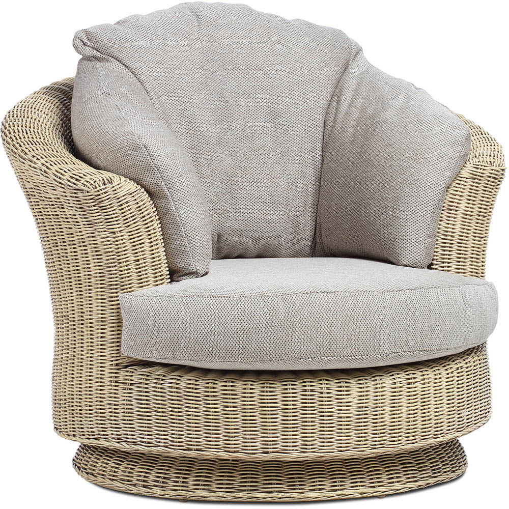 Desser Corsica Lyon Natural Rattan Biscuit Fabric Swivel Chair Image 2