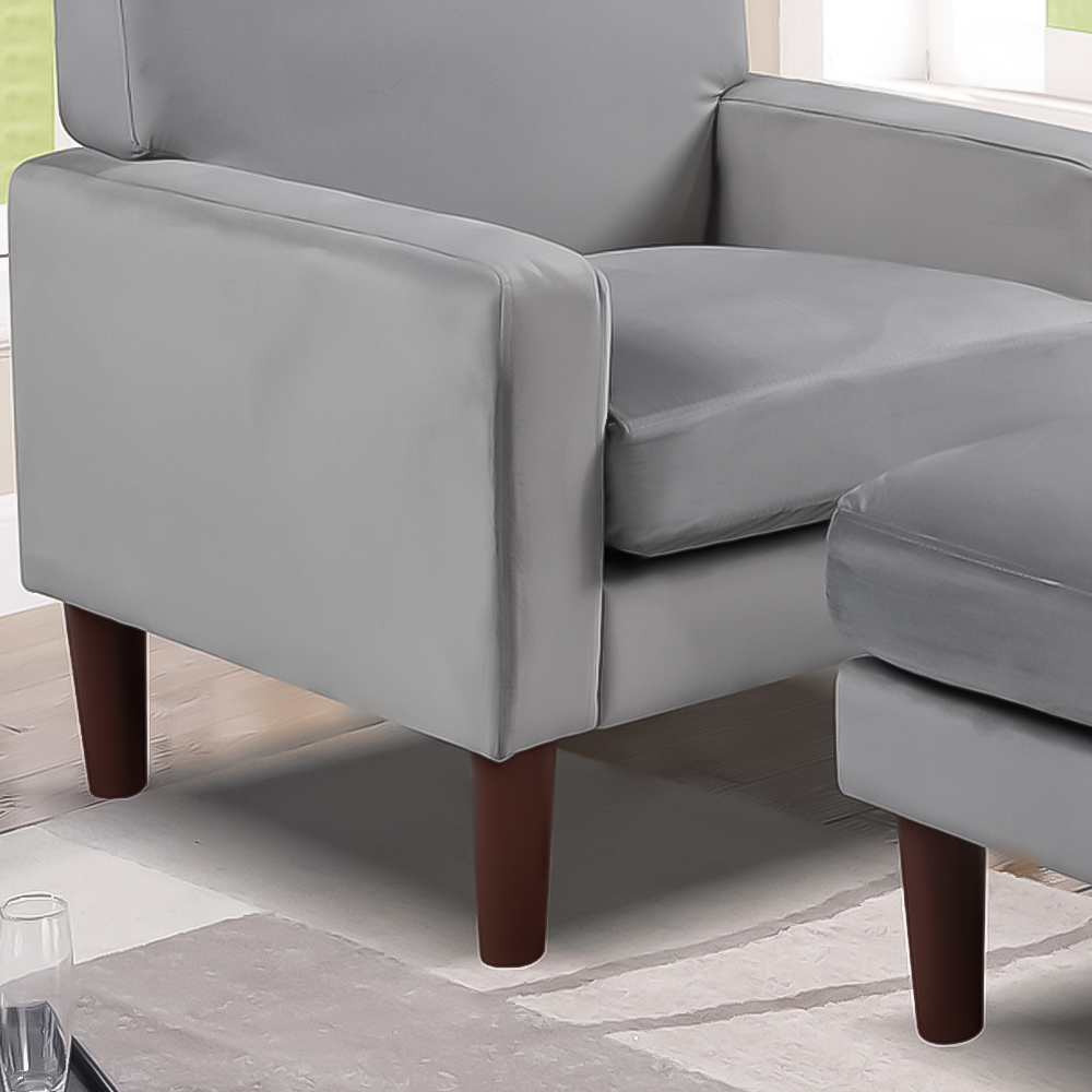 Brooklyn Grey Plush Velvet Armchair with Footstool Image 2
