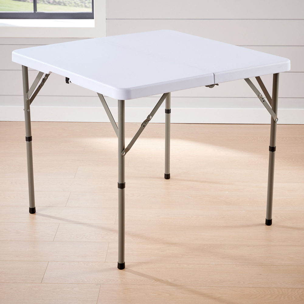 Home Source Square Round Folding Trestle Table 2.8ft Image 1