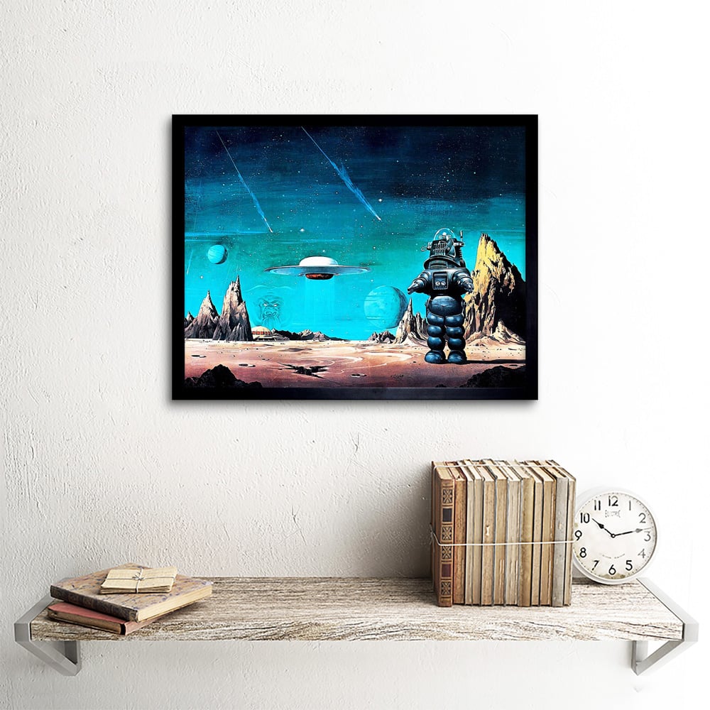 Wee Blue Coo Robby Robot Film Forbidden Planet Space Stars Sci Fi Framed Wall Art Print 30 x 41cm Image 2