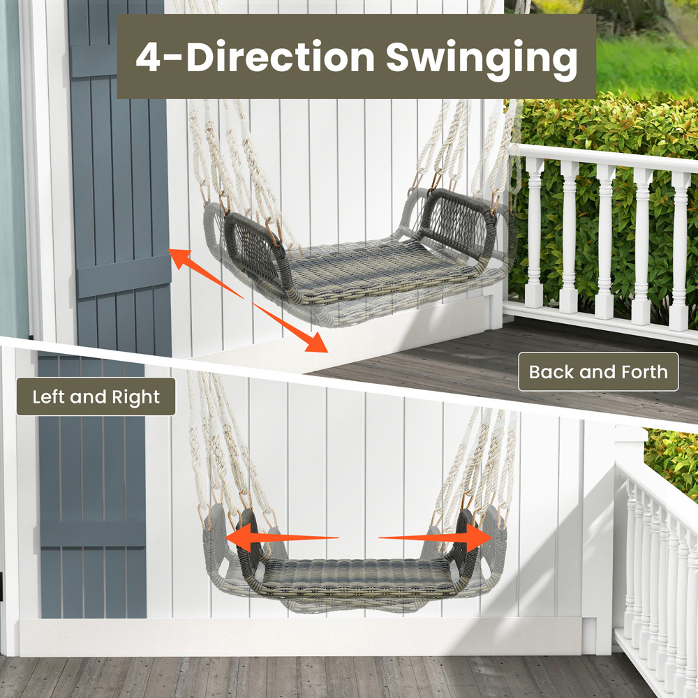 Costway Rattan Backless Garden Swing Bench Image 7