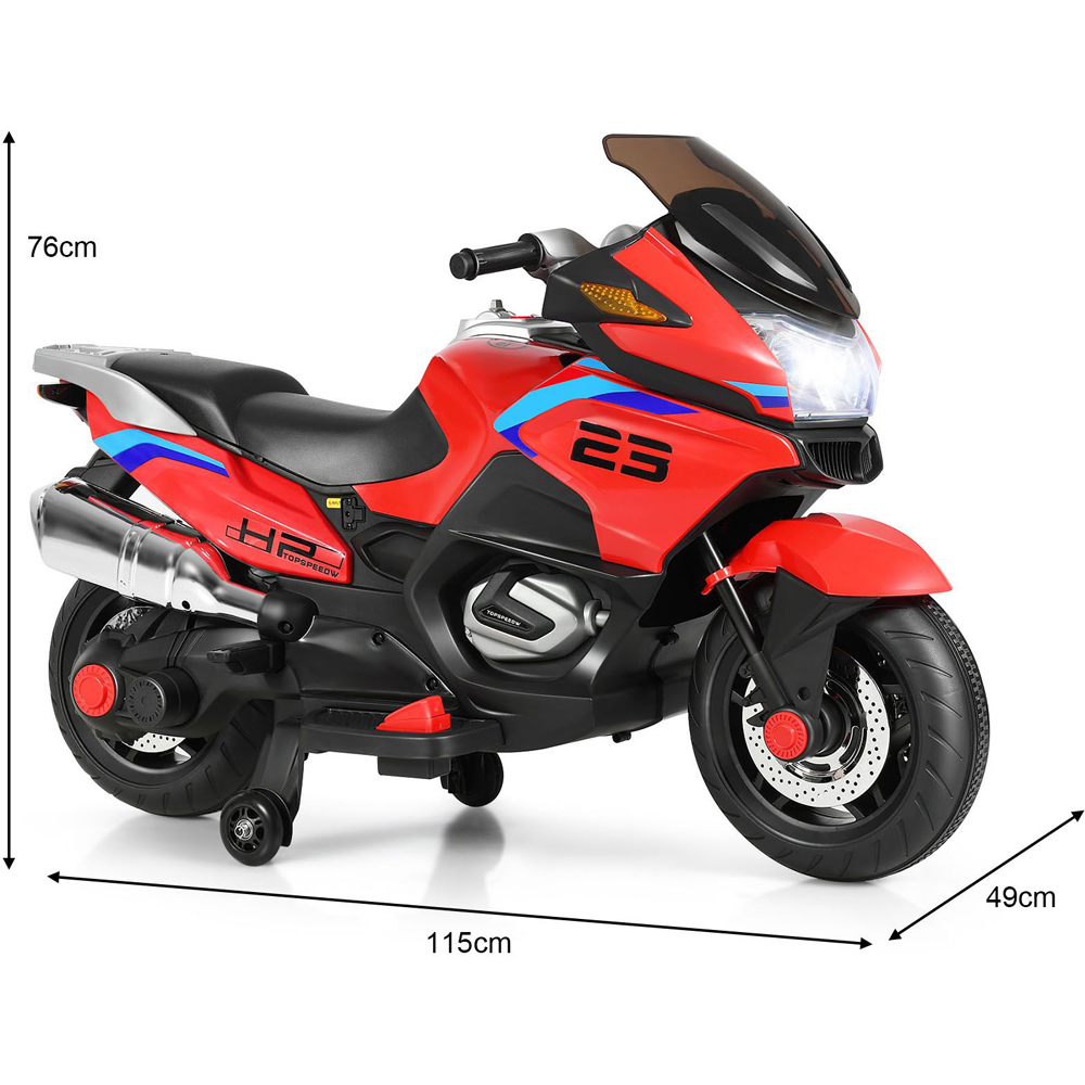 Costway Kids Red Ride On Motorcycle with Training Wheels Image 9