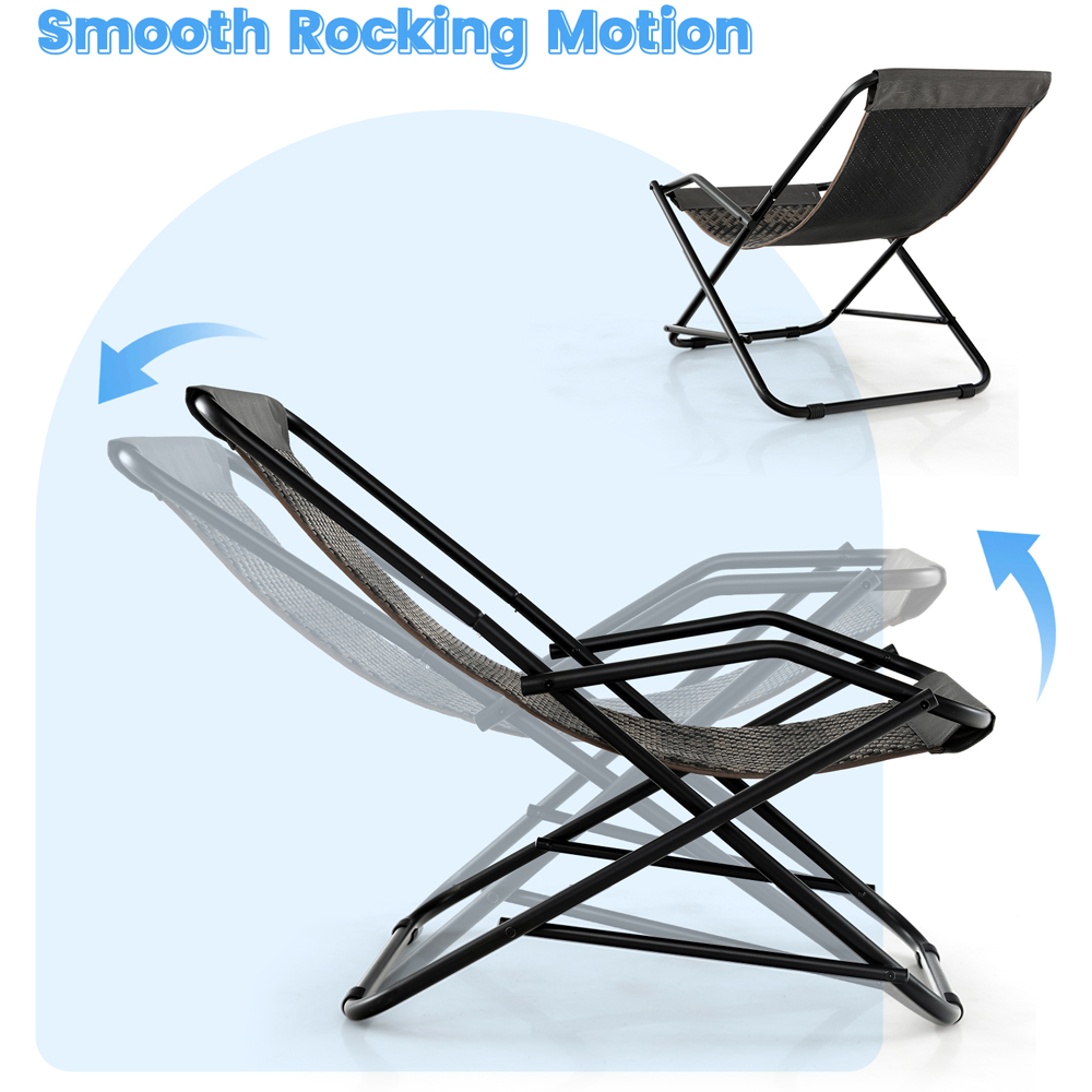 Costway Grey Outdoor Sling Chair with Footstool Image 5