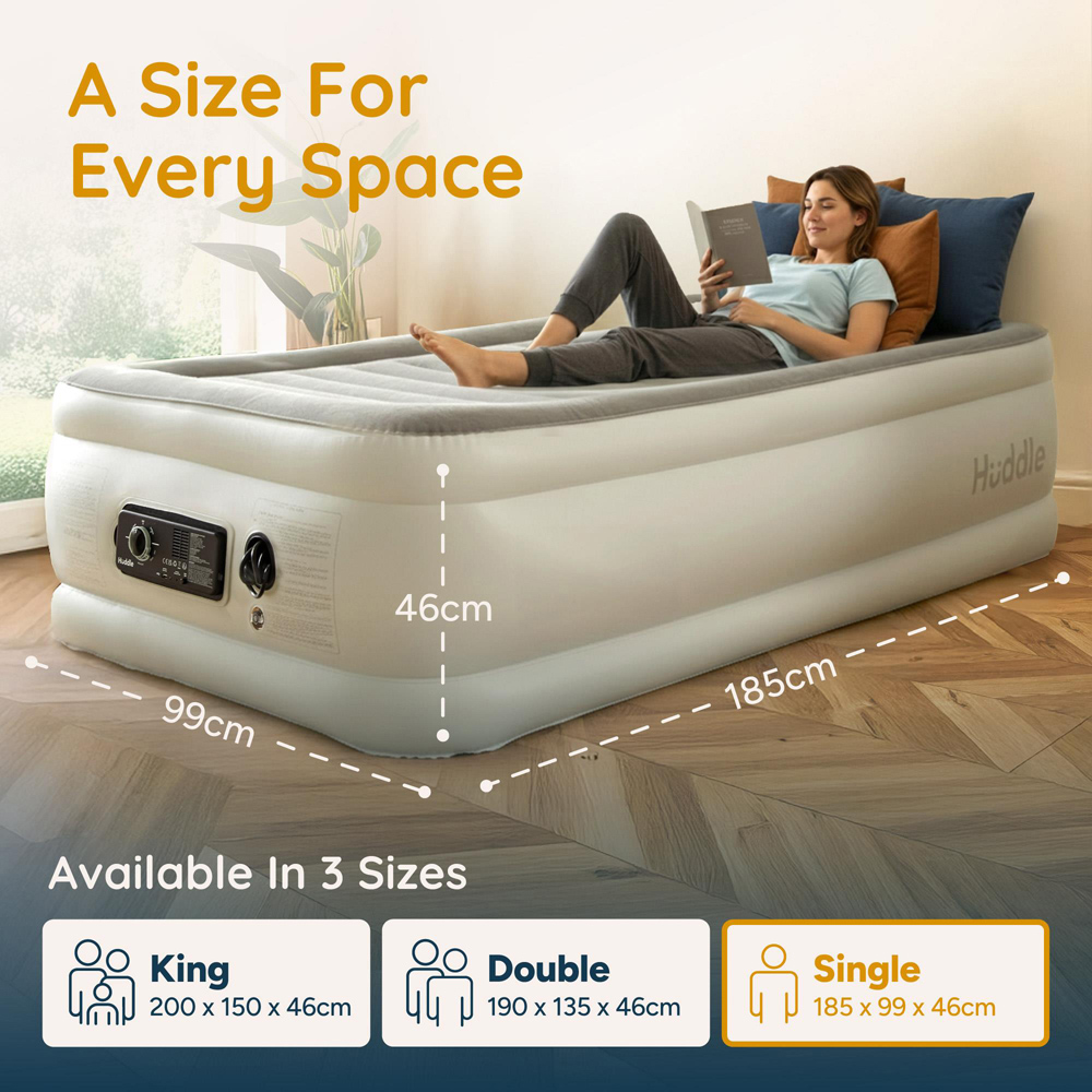Huddle Single Never Deflate Airbed with Dual-Action Pump Carry Bag and USB Plug Image 9