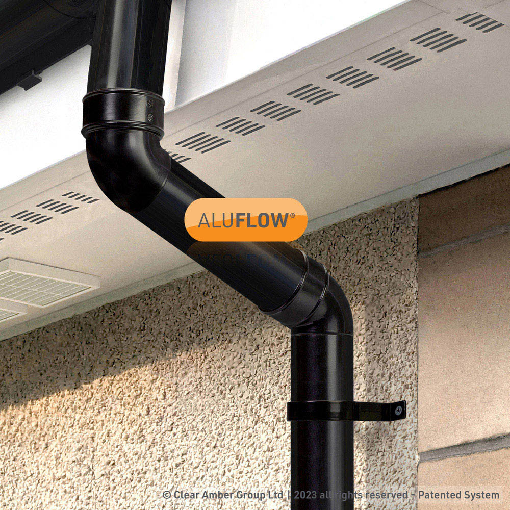 Aluflow Black 112 Degrees Downpipe Offset Bend Image 2