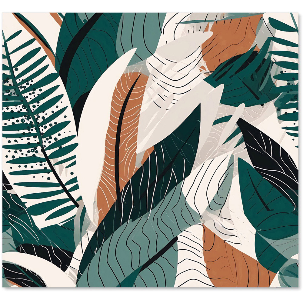 Warren Reed Designer Green and Brown Autumn Tropical Leaves Glass Kitchen Splashback 65 x 70cm Image 2