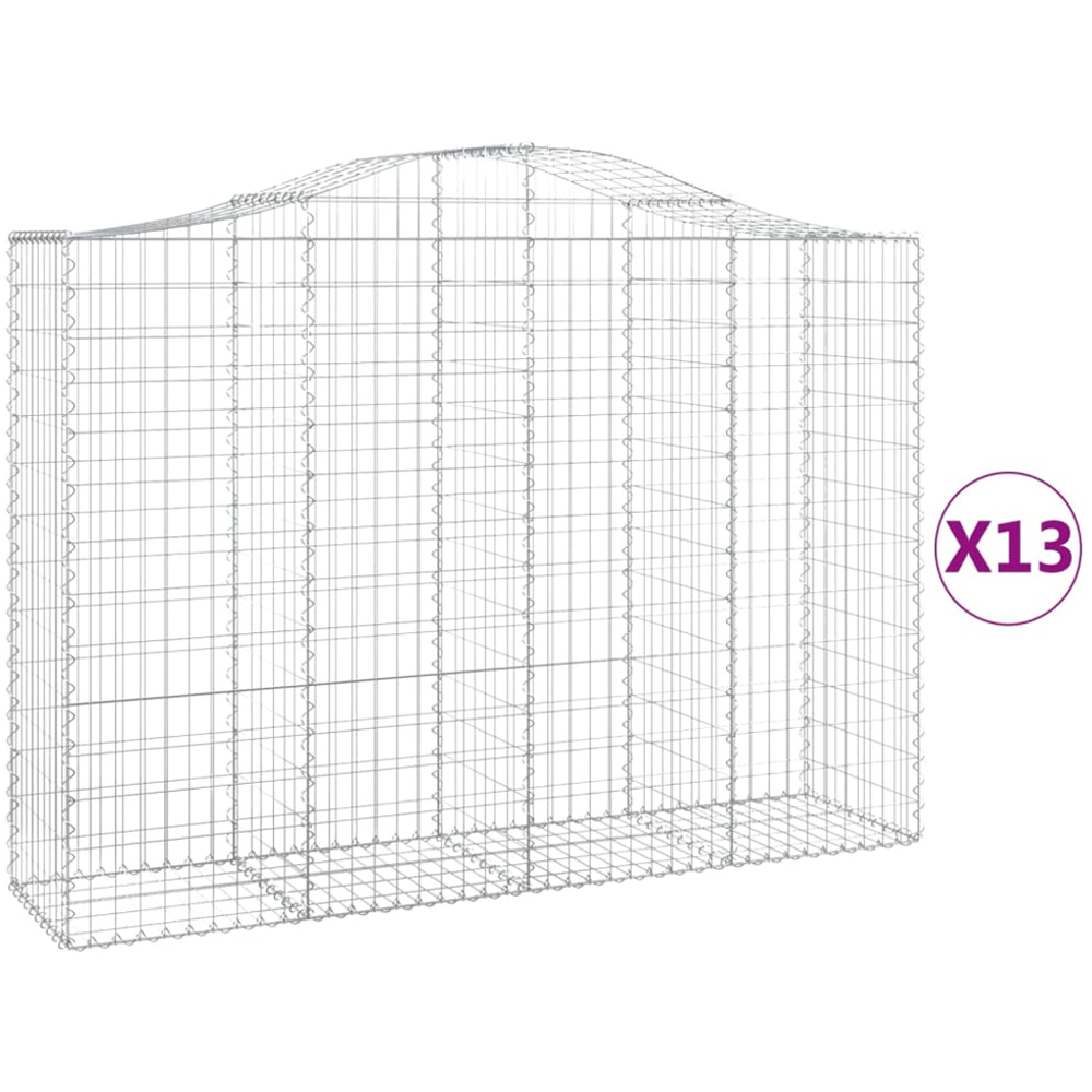 vidaXL Silver Galvanised Iron Arched Gabion Basket 200 x 50 x 140/160cm 13 Pack Image 2