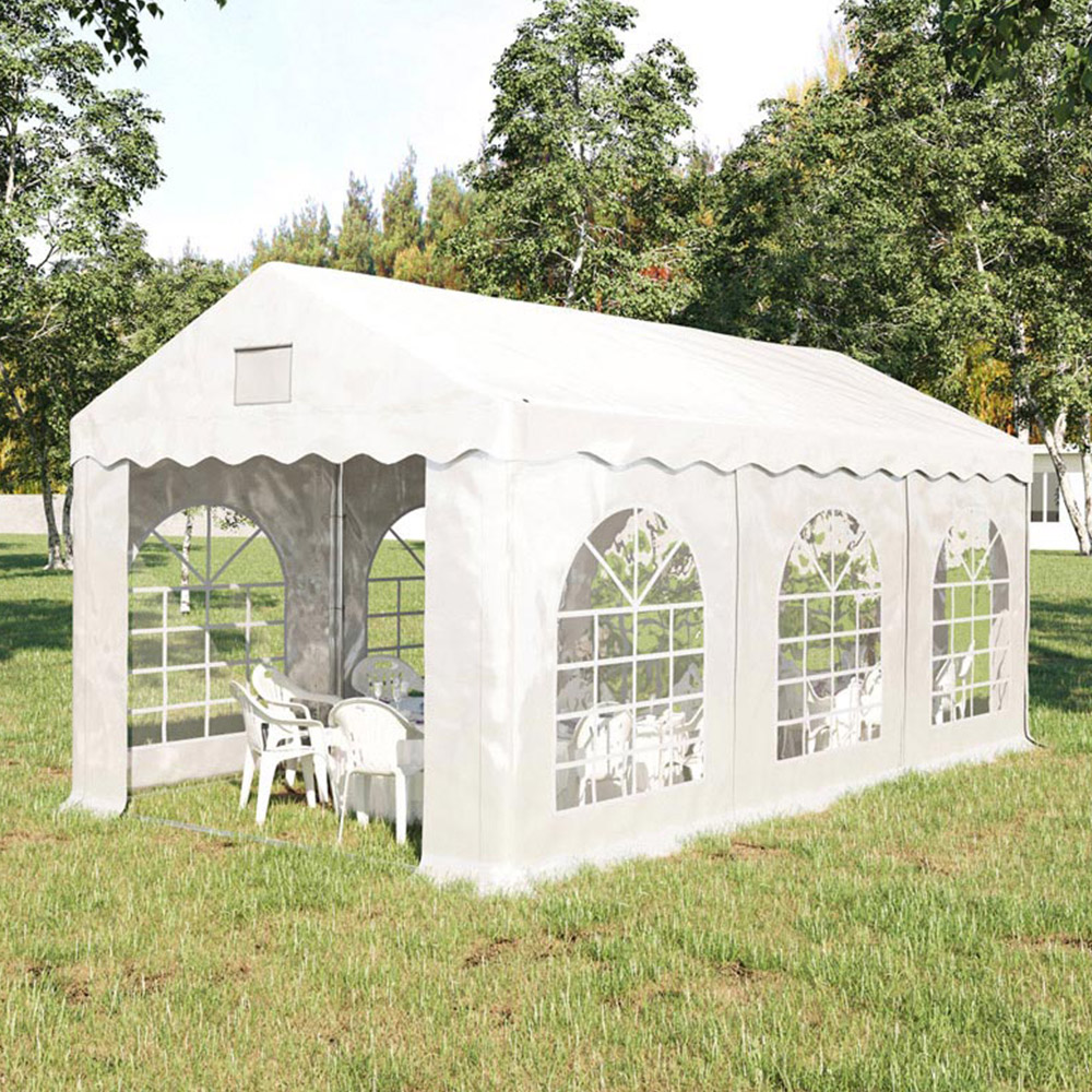 Outsunny 6 x 3m White Gazebo Canopy Party Tent with 4 Removable Side Walls Image 1