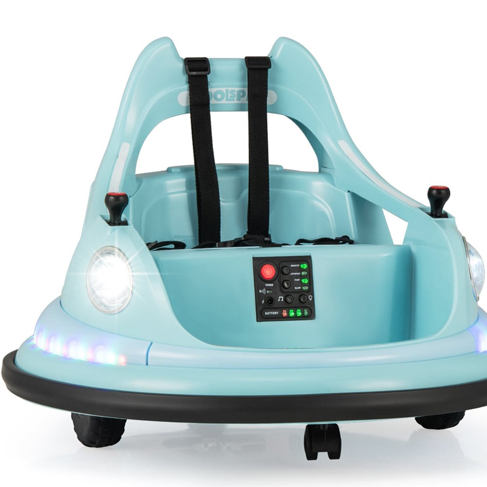 Costway Kids Blue Ride On Bumper Car with Dual Joysticks and 5 Light Effects 12V Image 4