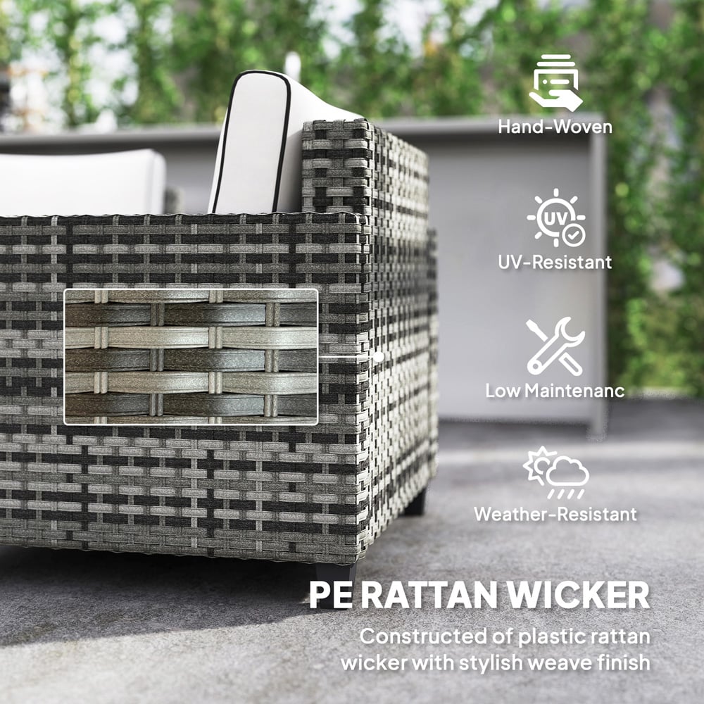 Outsunny 5 Seater Light Grey Wicker Outdoor Furniture Set Image 5
