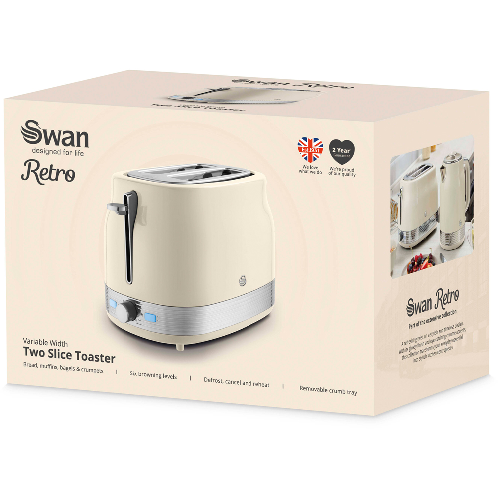 Swan Retro Revive Cream 2 Slice Toaster Image 2