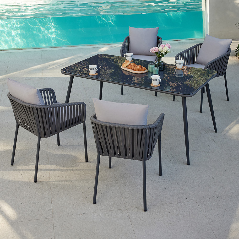 Home Detail Fiji 4 Seater Garden Dining Set Grey Image 1