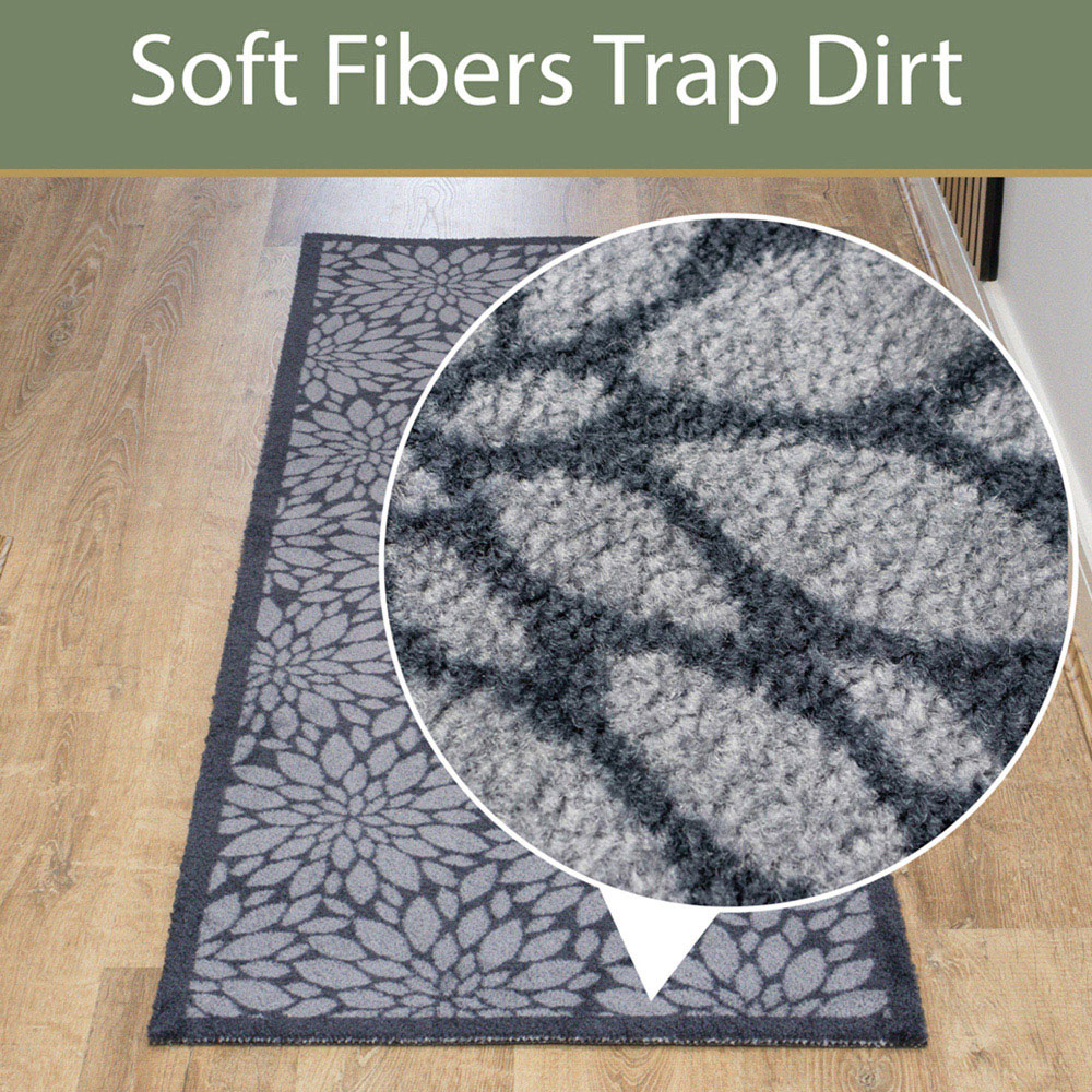 JVL Mega Grey Flowers Latex Backed Door Runner 57 x 150cm Image 8