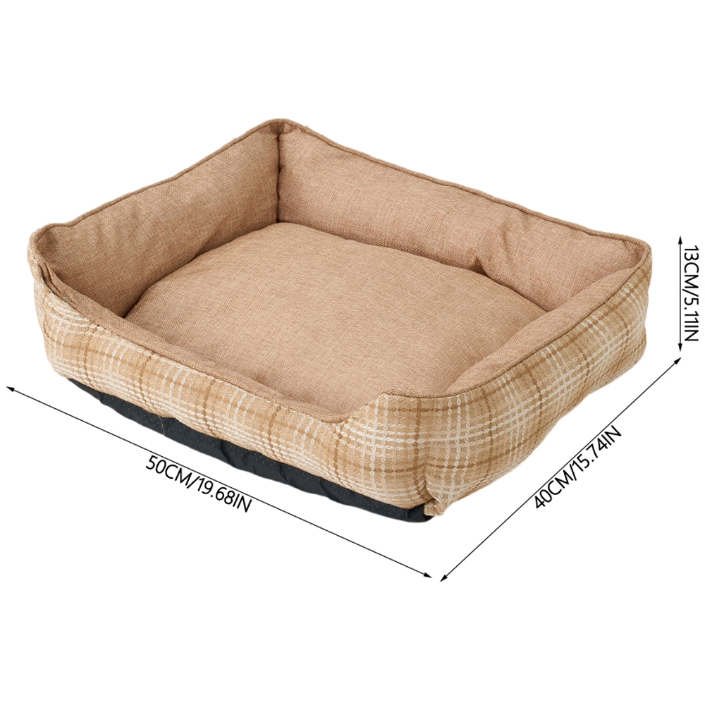 H&O Direct 50cm Plaid Light Brown Ultra Soft Chenille Dog Bed Image 5