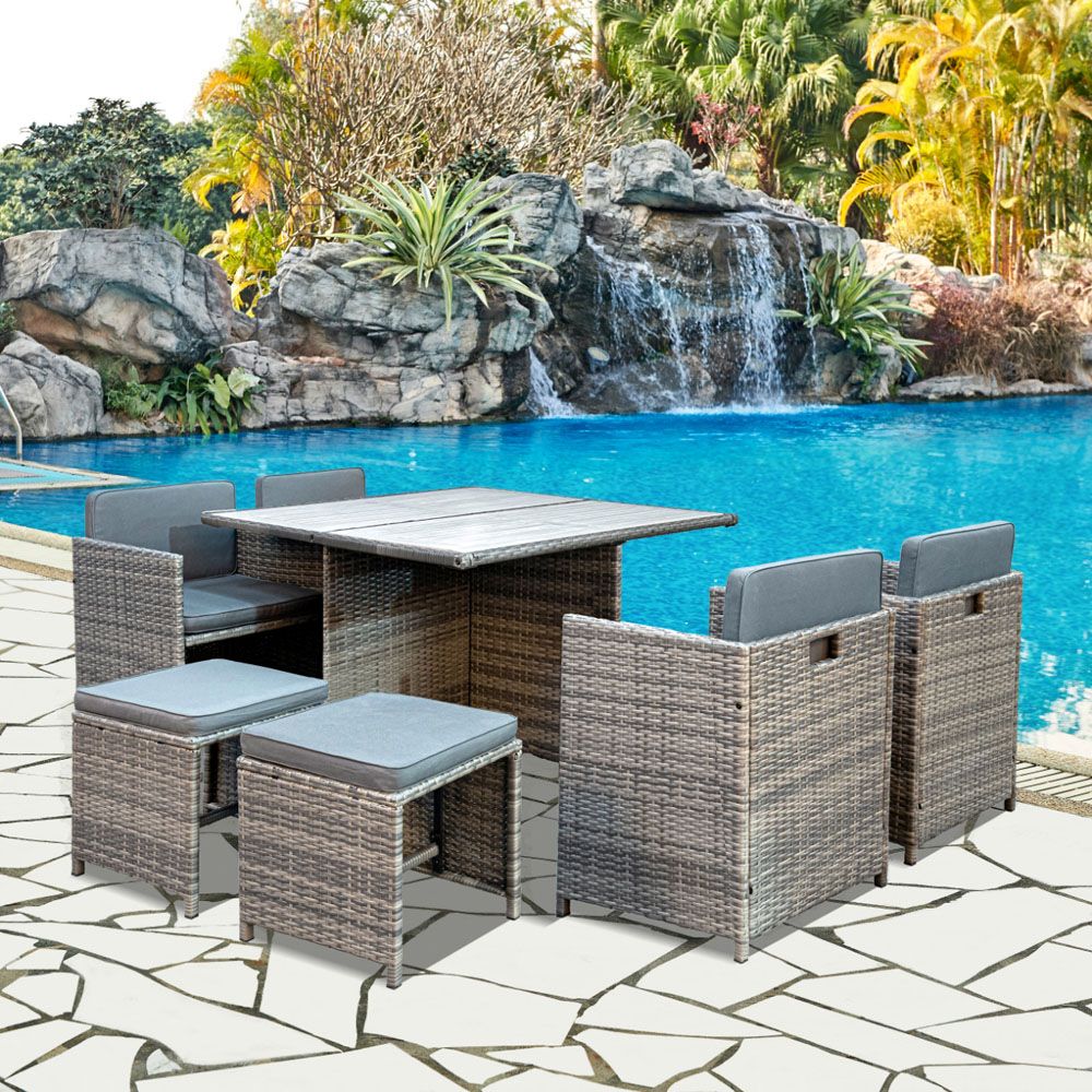 Home Detail Mekong 6 Seater Grey Rattan Garden Dining Set Image 9