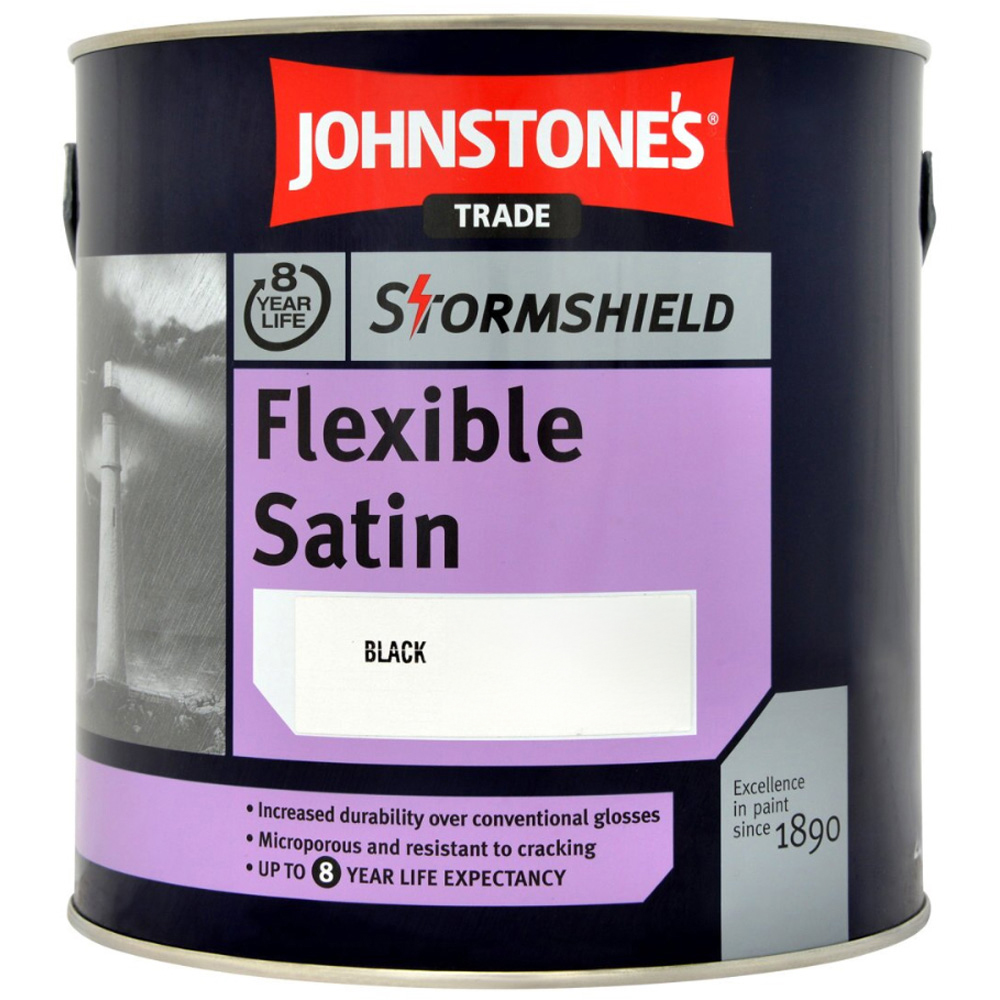Johnstone's Trade Stormshield Black Satin Paint 2.5L Image 2