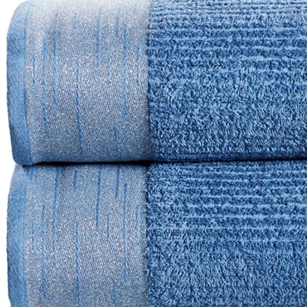 Rapport Home Mayfair Blue Ribbed Weave Cotton Bath Sheet Image 3