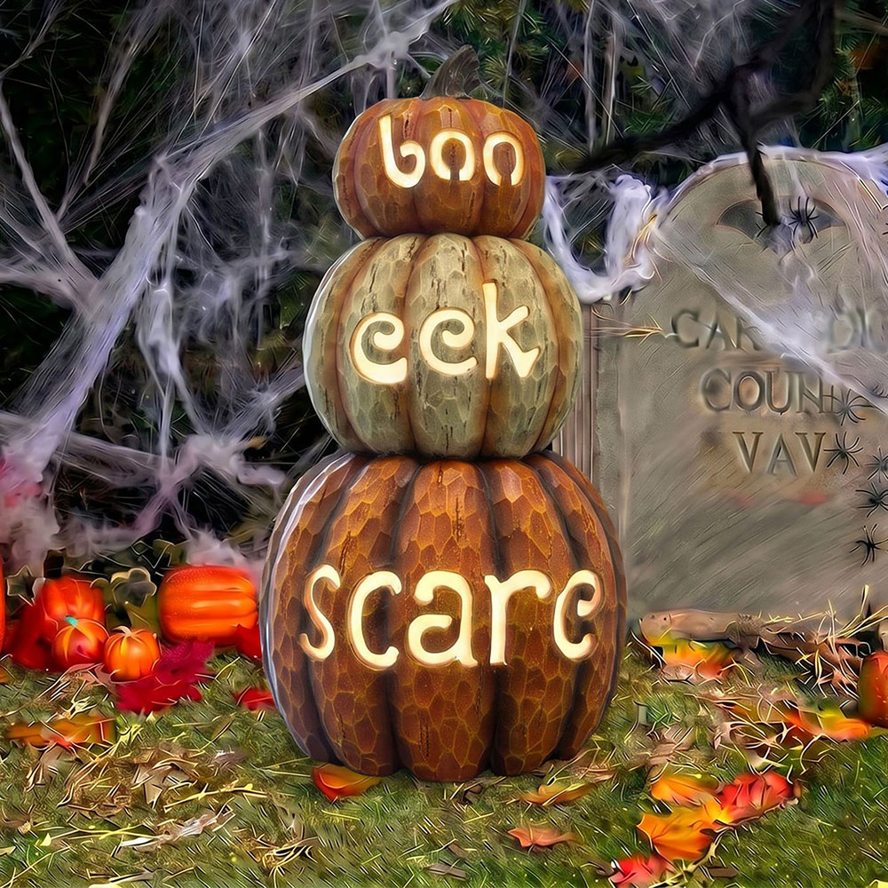 wilko Warm White LED Halloween Stacked Pumpkin Ornament 2.1ft Image 2