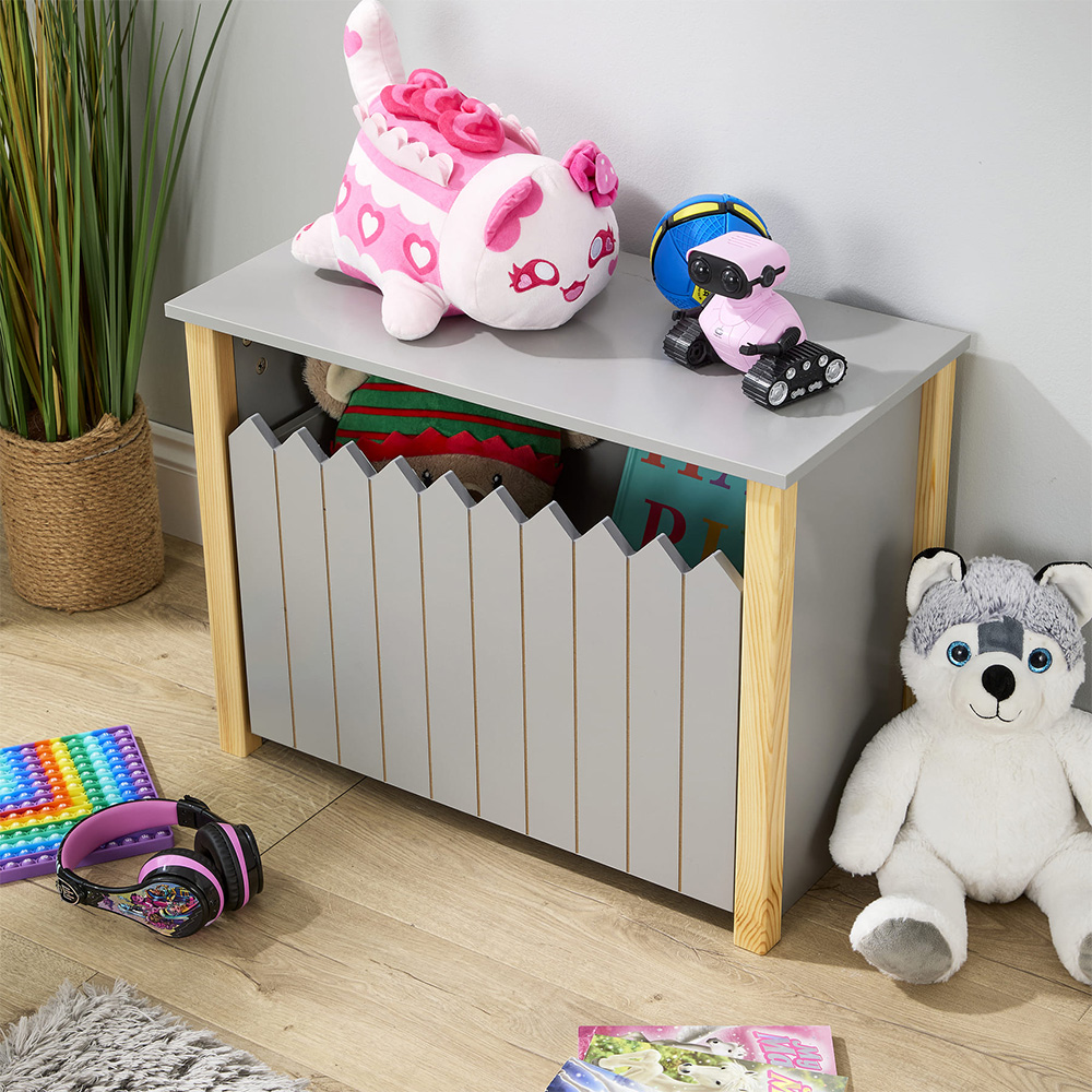 Home Source Ziggy Single Drawer Matt Grey Picket Fence Design Kids Storage Unit Image 4