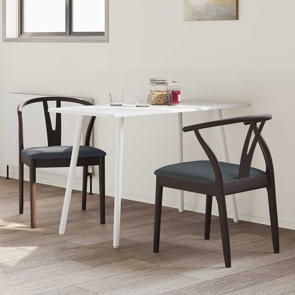 vidaXL Set of 2 Light Brown and Black Rubberwood Curved Vintage Dining Chairs Image 1