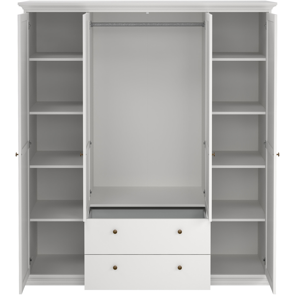 Florence Paris 4 Door 2 Drawer White Wardrobe Image 5
