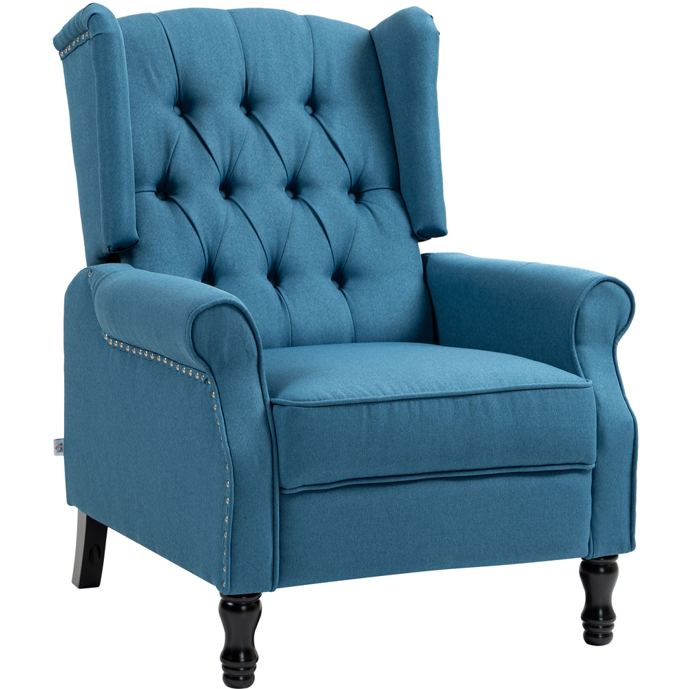 HOMCOM Blue Vintage Recliner Armchair with Nail Head Trim Image 2