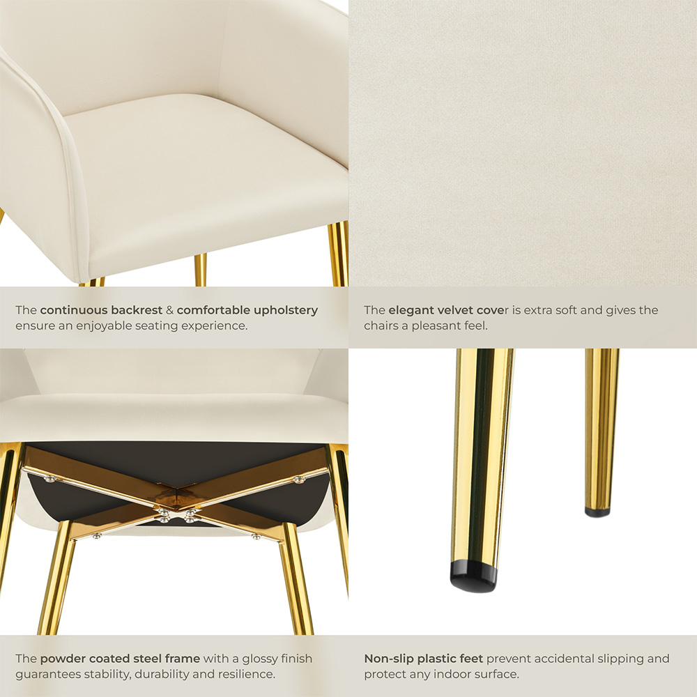 tectake Avane Set of 6 Velvet Dining Chair Image 5