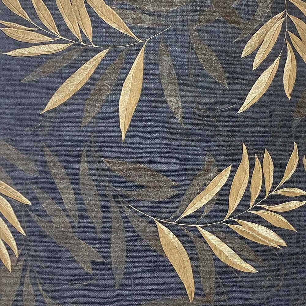 Arthouse Luxury Leaf Navy and Champagne Gold Wallpaper Image 1
