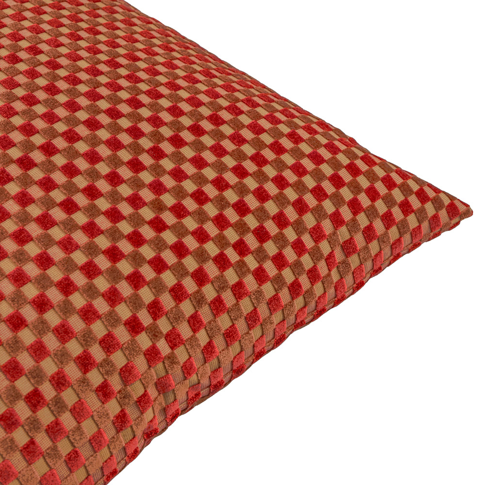 Furn Christmas Maroon Checkered Velvet Cushion 45 x 45cm Image 2
