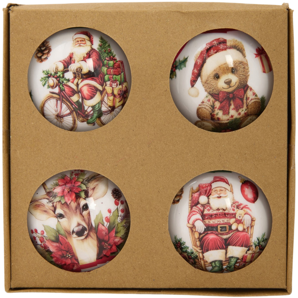 Pack of 4 Vintage Christmas Baubles Image 1