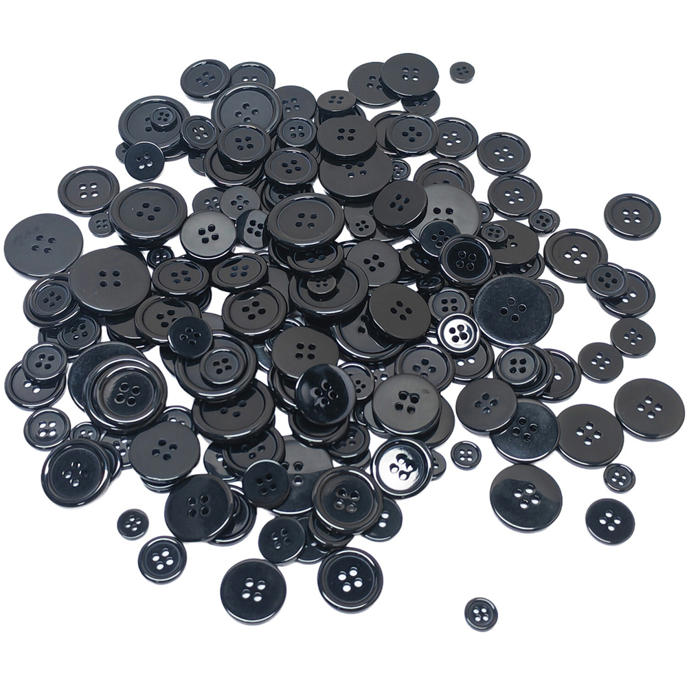 Pack of 200 Assorted Buttons Black Image