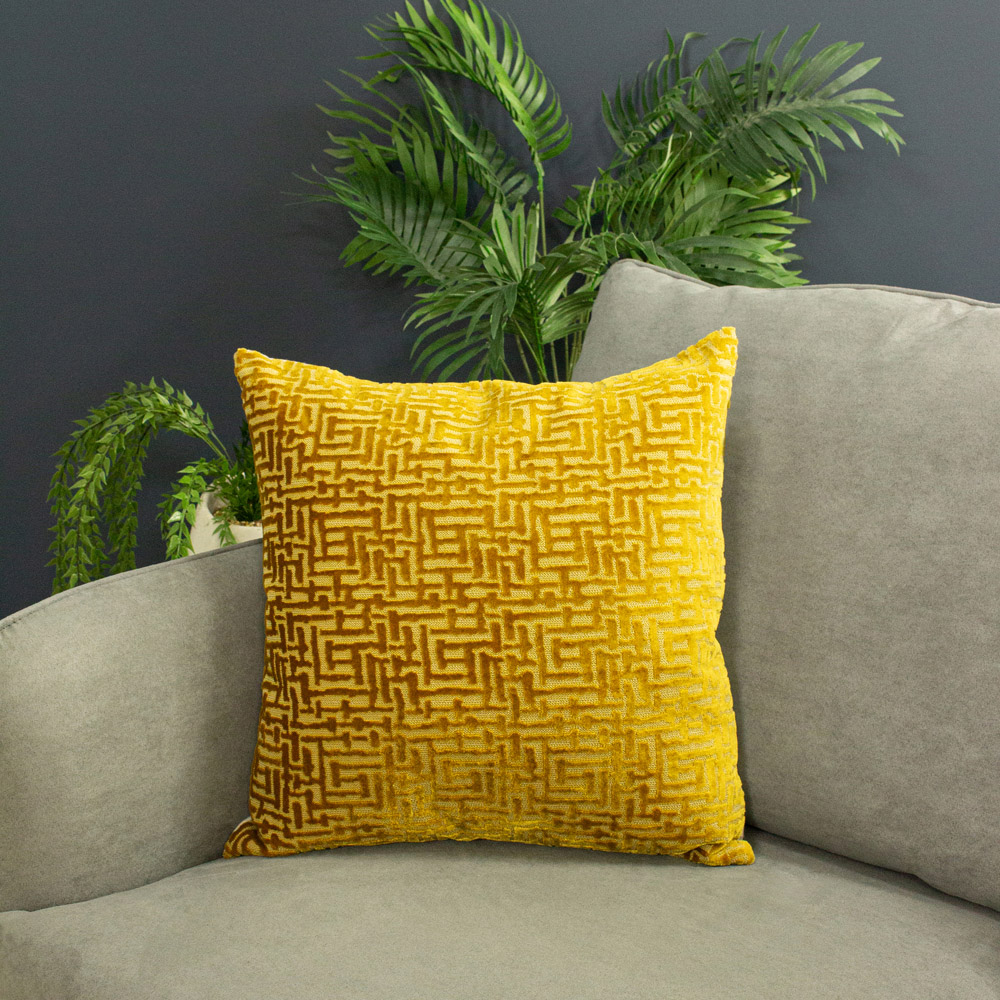 Paoletti Delphi Gold Velvet Jacquard Cushion Image 2