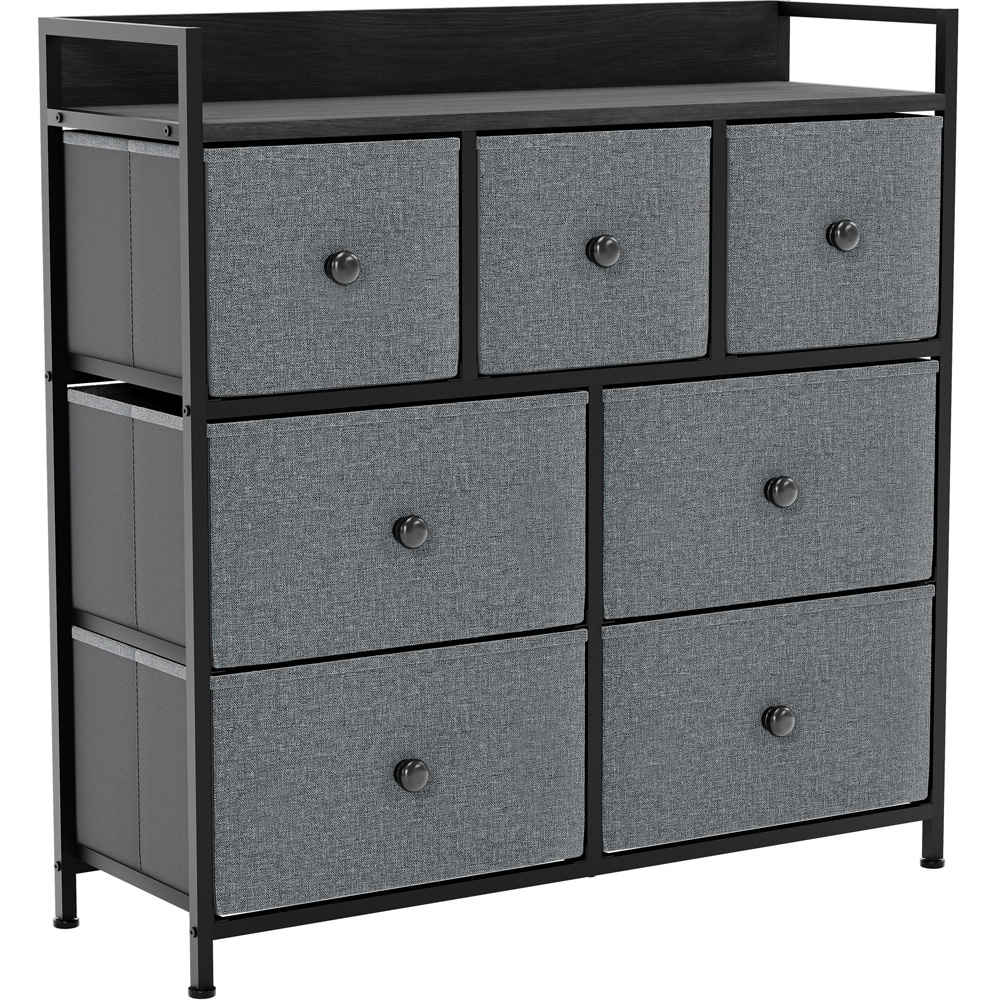 Vida Designs Chorley 7 Drawer Grey and Black Fabric Chest of Drawer Image 2