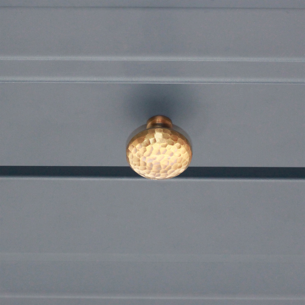 Spira Brass Hammered Mushroom Aged Brass Cupboard Knob 38mm Image 2