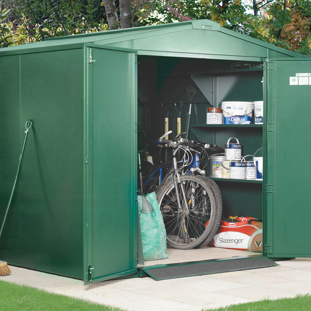Asgard Gladiator 7 x 7ft Double Door Green High Security Apex Garden Shed Image 2