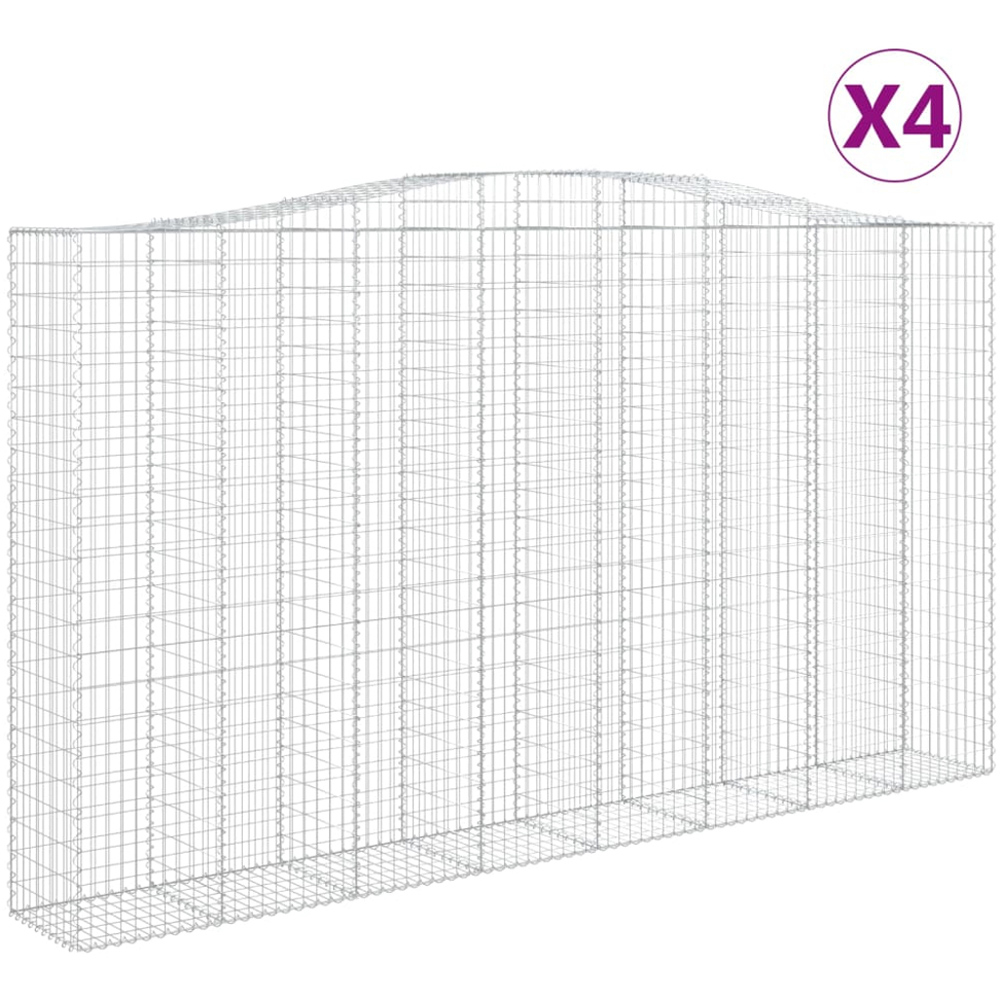 vidaXL Silver Galvanised Iron Gabion Basket 400 x 50 x 220/240cm 4 Pack Image 4