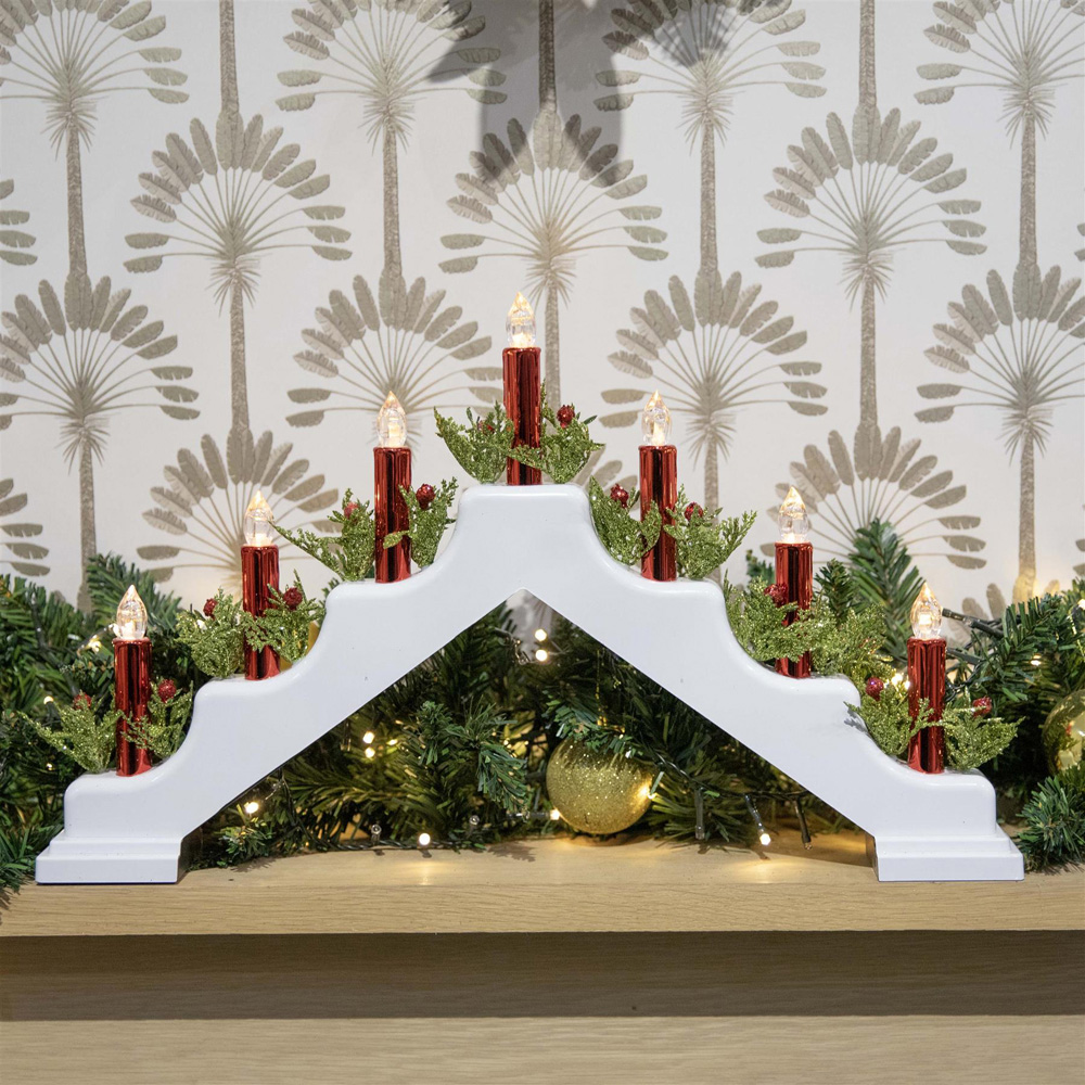 Shatchi Plastic White Candle Bridge 30 x 50 x 6.5cm Image 2