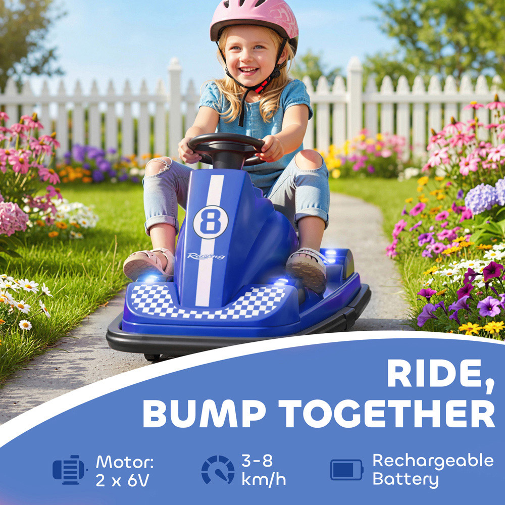 Tommy Toys Kids Blue 360 Degree Rotating Electric Bumper Car with LED Image 4