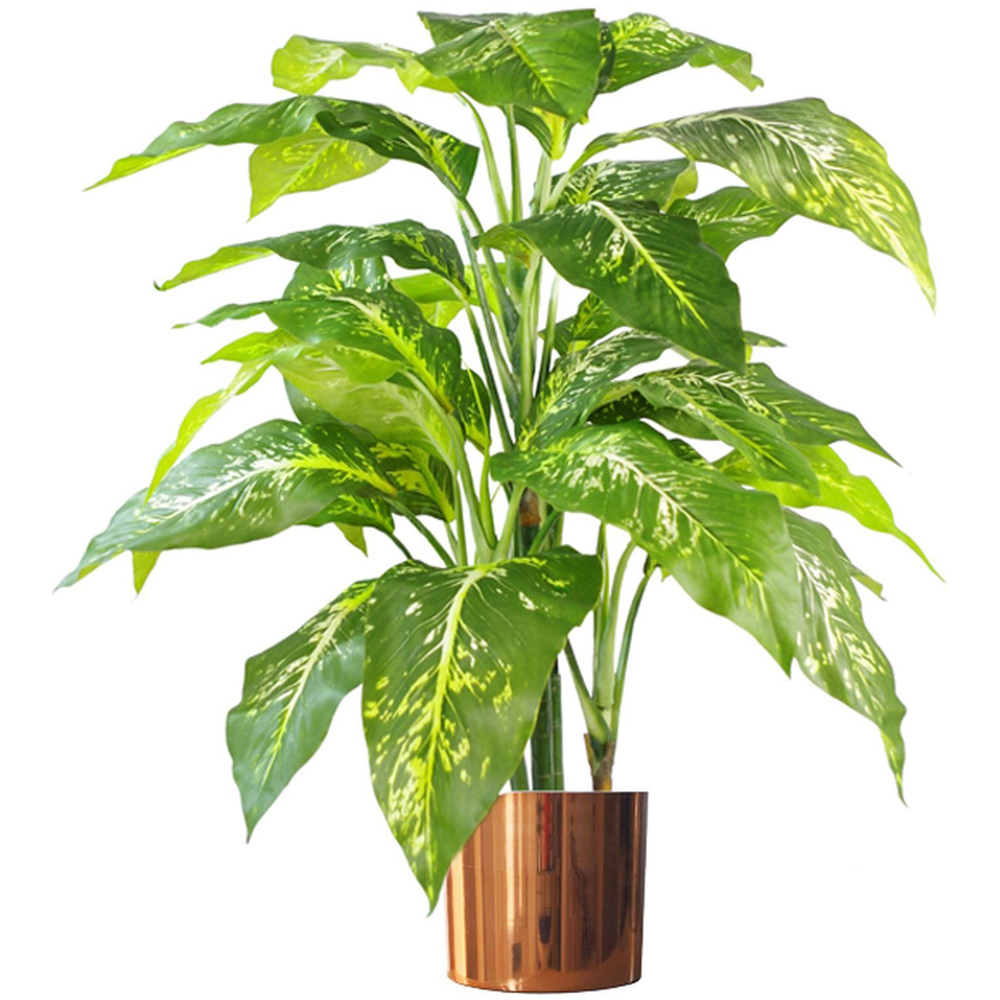 Leaf Fox Aglaonema Artificial Tree Plant in Copper Metal Planter Image 1