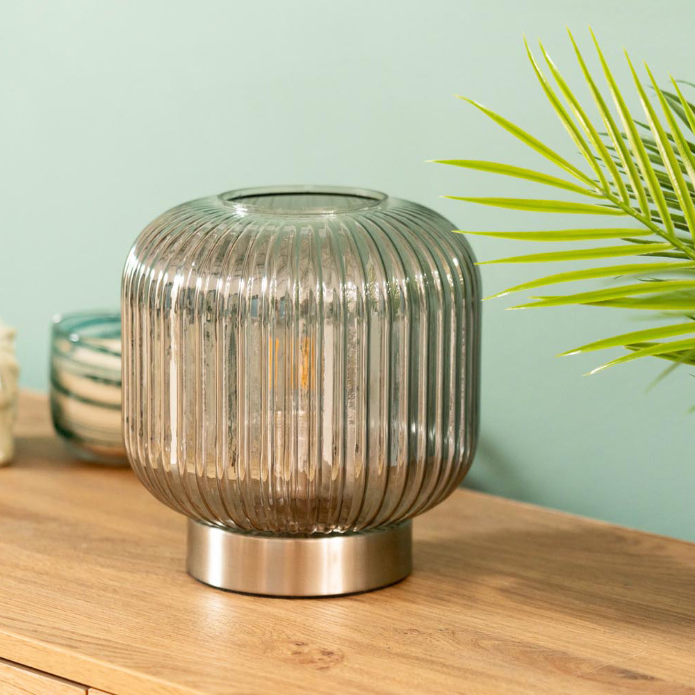 ValueLights Monroe Smoked Glass Table Lamp Image 5