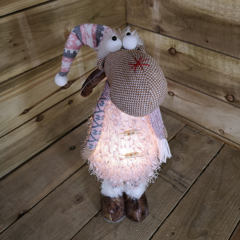 Samuel Alexander Standing Pink and Grey Reindeer Warm White LED Christmas Decoration Image 2