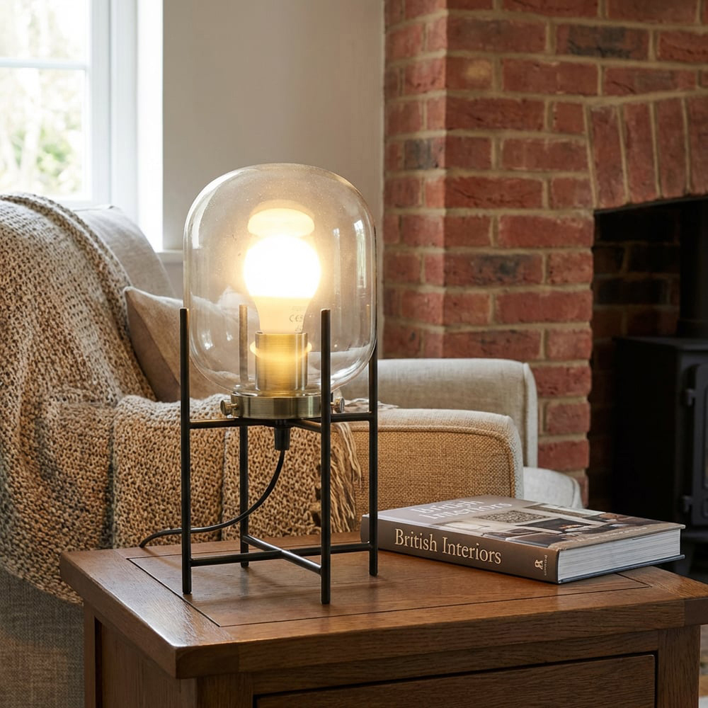 Oliver Black Glass Industrial Table Lamp Image 3