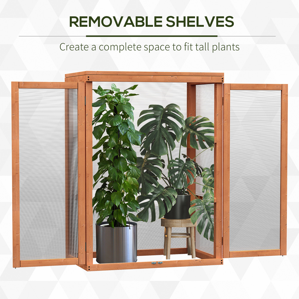 Outsunny 3-Tier Orange Wooden Polycarbonate Cold Frame Image 7