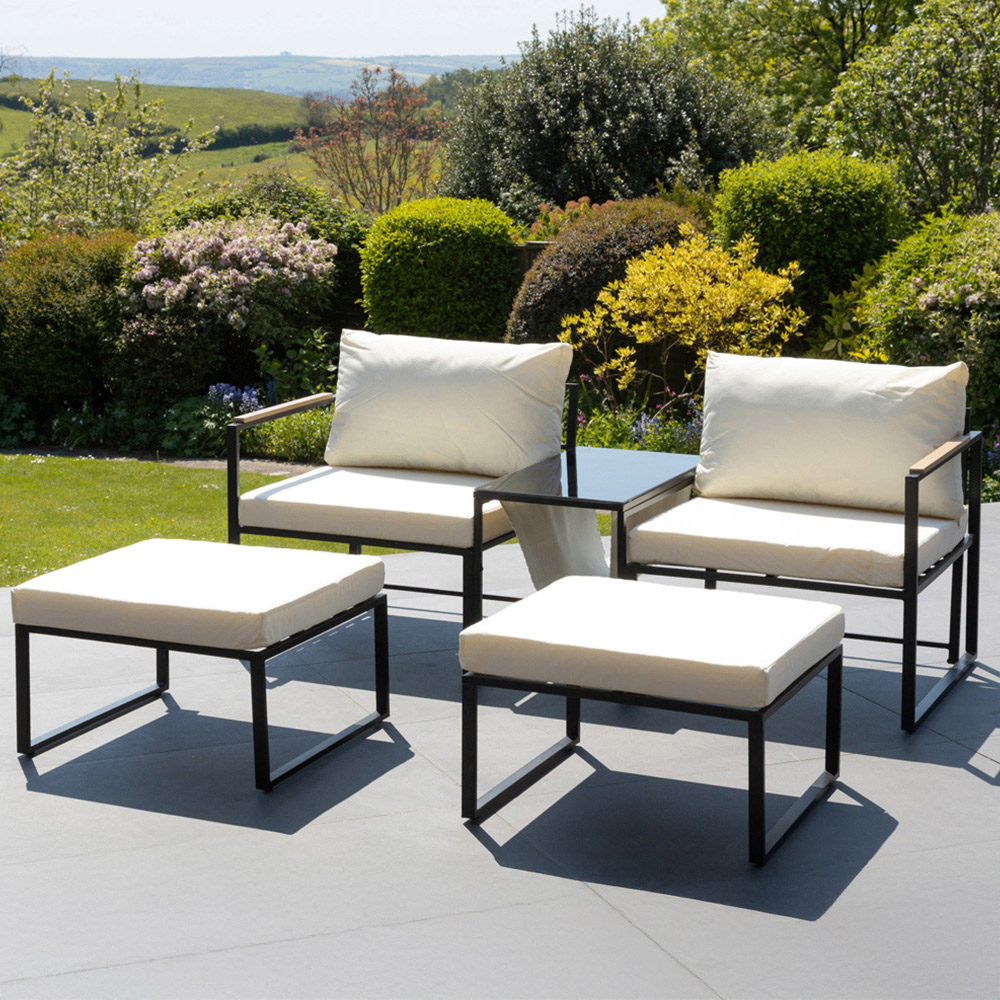 Artemis Home Serano 4 Seater Cream Garden Lounge Set with Cushion Image 1