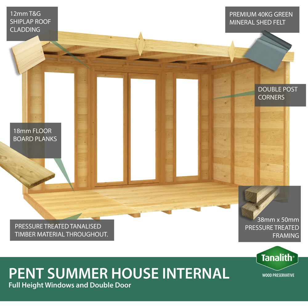DIY Sheds 8 x 6ft Tongue and Groove Timber Pent Summerhouse Image 5