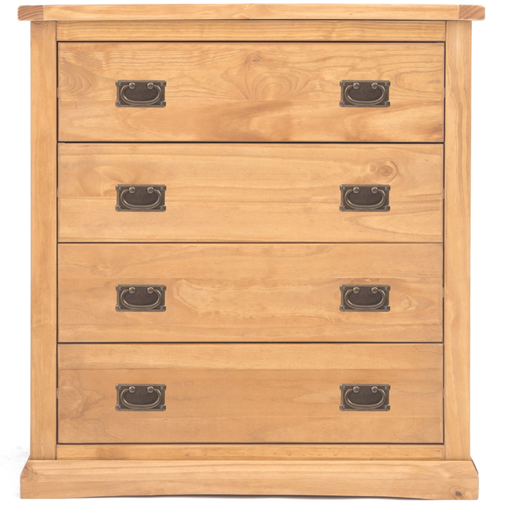 Lucca 4 Drawer Antique Wax Finish Chest of Drawers with Brass Drop Handles Image 2